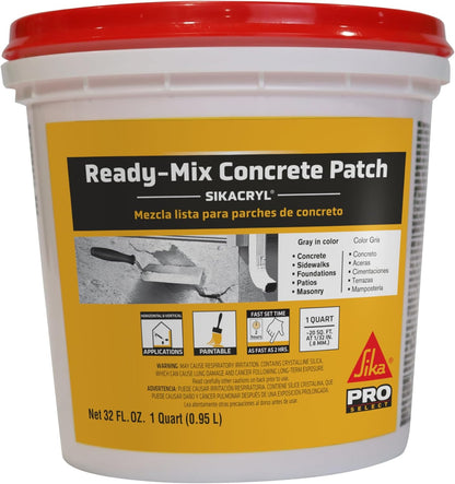 Sika - Sikacryl - Gray - Ready-Mix Concrete Patch - for Repairing spalls and Cracks in Concrete and Masonry - Textured - 1 qt